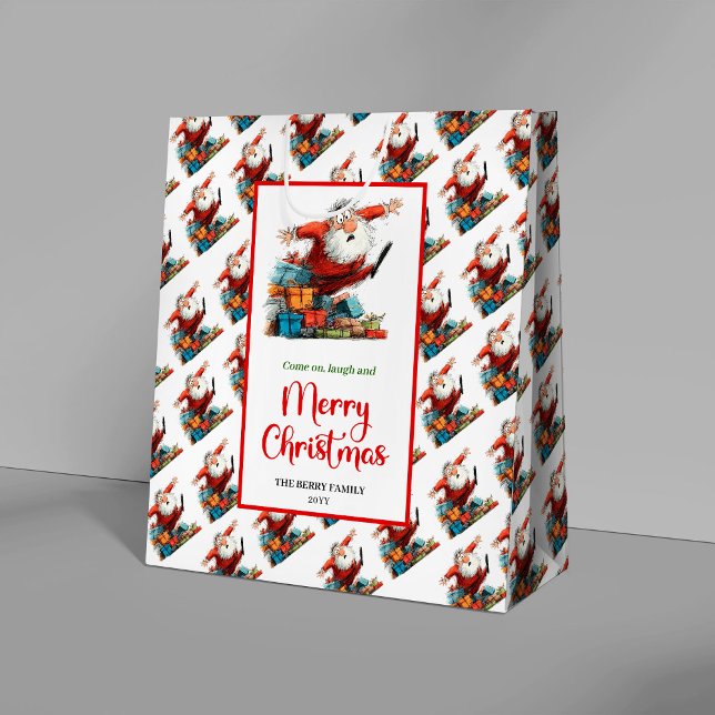 Modern Cartoon Santa Claus playful holiday  (Modern Cartoon Santa Claus playful holiday gift bag)