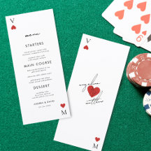 Modern Casino Vegas Bröllopsmeny för spelkort