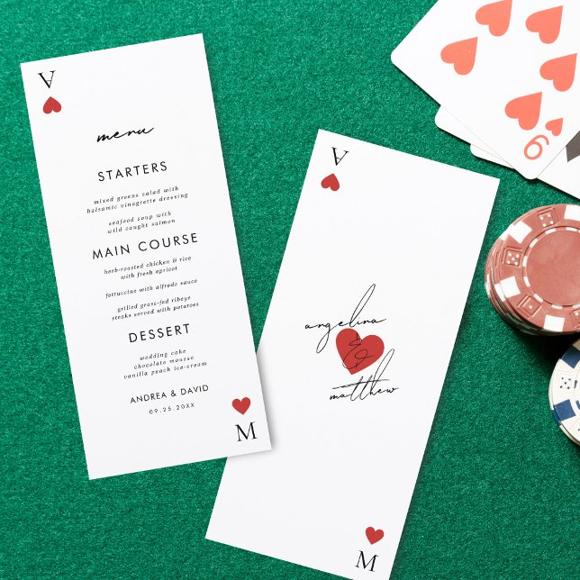 Modern Casino Vegas Bröllopsmeny för spelkort Meny (Skapare uppladdad)
