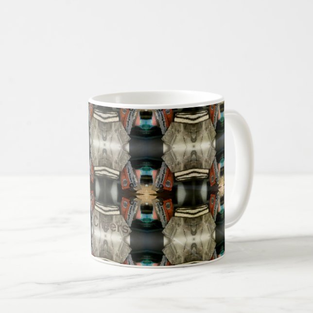 Modern Castle Brown/Grått Mönster Kaffemugg (Framsida höger)