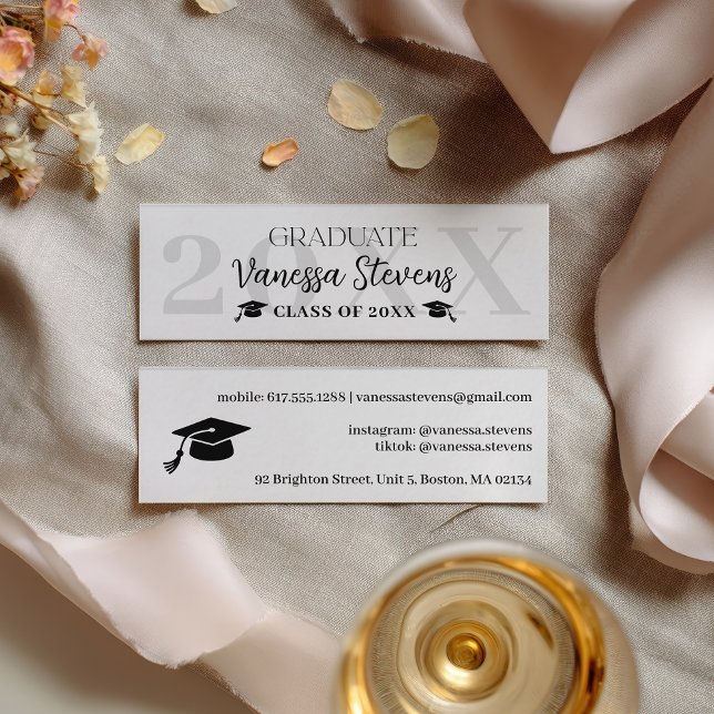 Modern Casual  black white name card graduation Mini Visitkort (Modern Casual black white name card graduation)