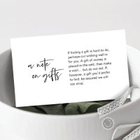 Modern casual elegance bröllop, En notis om presen