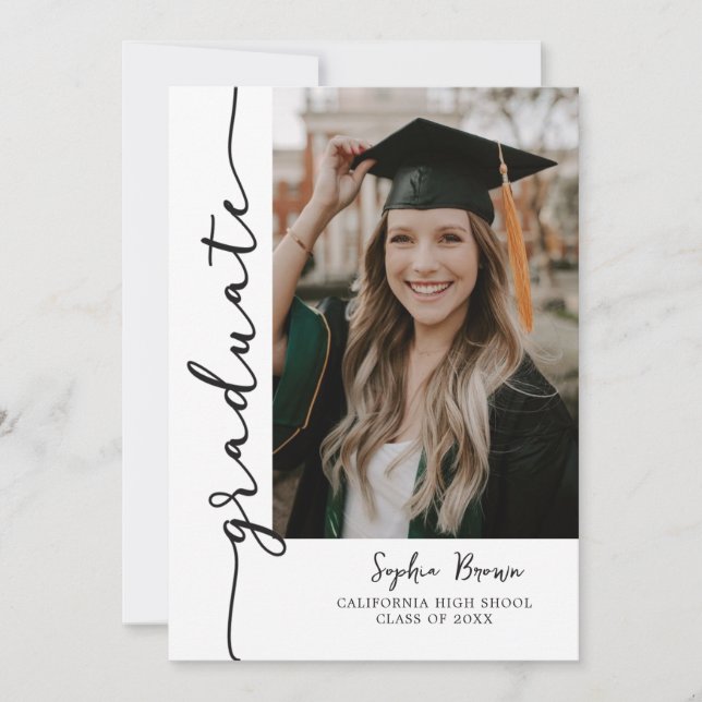 Modern Casual Photo Graduation Party Invitation Inbjudningar (Framsida)