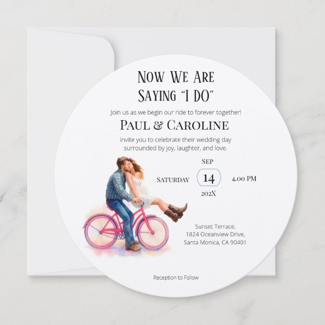 Modern Casual Romantic Couple Wedding Illustration Inbjudningar (Framsida)