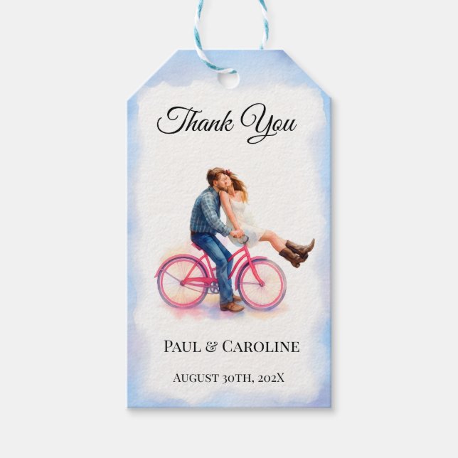 Modern Casual Romantisk Bröllop Konstnärligt Par Presentetikett (Framsidan)