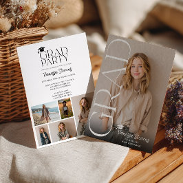 Modern Casual Simple Trendy 6 photos graduation Inbjudningar