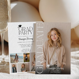 Modern Casual  Simple Trendy 6 photos graduation Inbjudningar