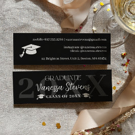 Modern Casual white black name card graduation Mini Visitkort
