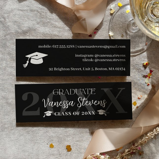 Modern Casual white black name card graduation Mini Visitkort (Modern Casual white black name card graduation)