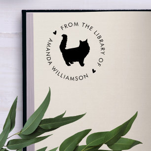 Modern Cat Lover Anpassningsbar Bibliotek Bok Självfärgande Stämpel