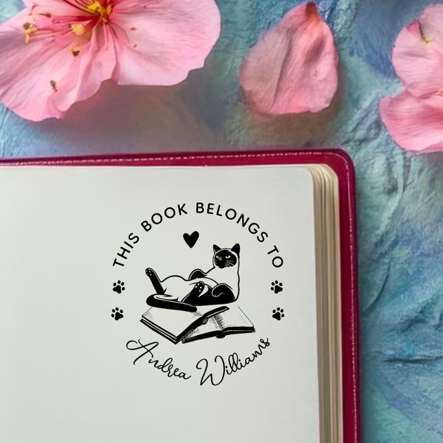 Modern Cat Lovers Anpassningsbar Bok Stämpel (Skapare uppladdad)