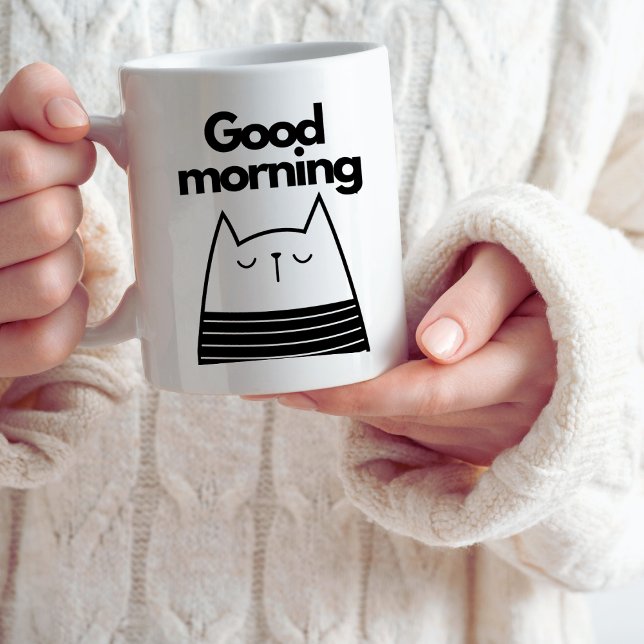 Modern Cat Mamma Cute Black & White Coffee Mugg (Skapare uppladdad)