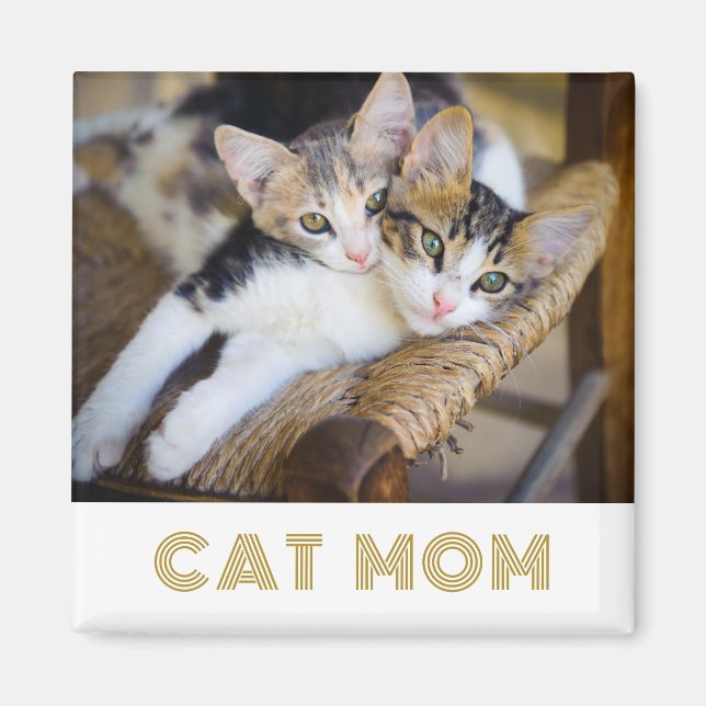 Modern Cat Mamma Photo Magnet (Framsidan)
