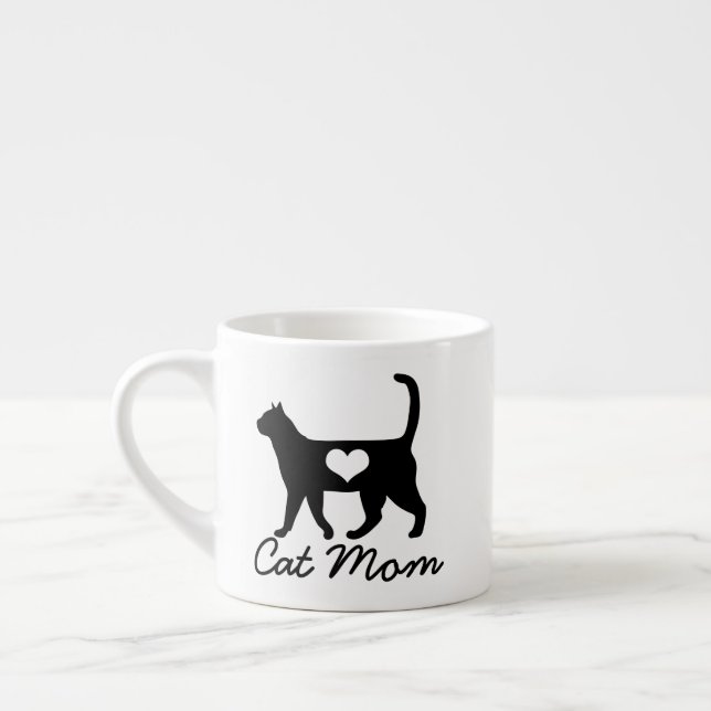 Modern Cat Silhouette Cat Mamma Espressomugg (Vänster)
