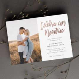 Modern Celebra con Nosotros Fotografi Fest Engagem Inbjudningar