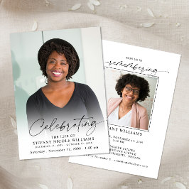 Modern Celebration of Life Memorial Funeral Photo Inbjudningar