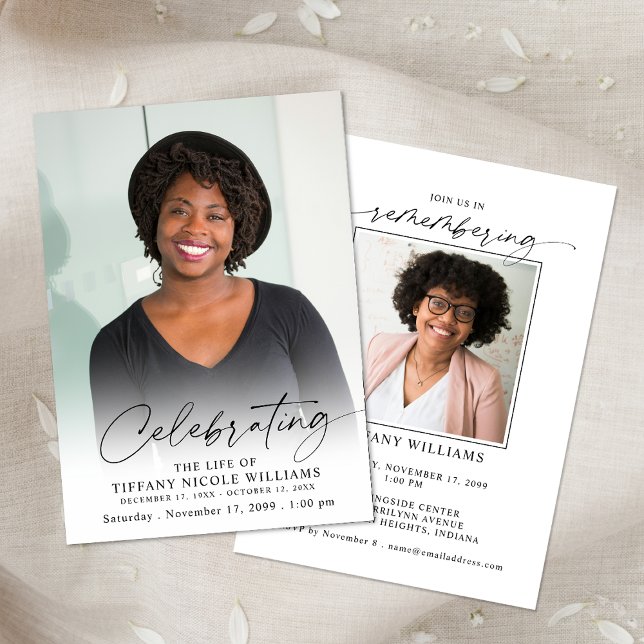 Modern Celebration of Life Memorial Funeral Photo Inbjudningar (Skapare uppladdad)