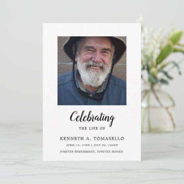 Modern Celebration Of Life Memorial Photo Flat Program (Stående Fram)