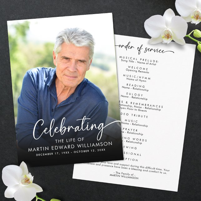 Modern Celebration of Life Photo Funeral Program (Skapare uppladdad)