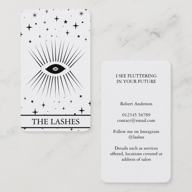 Modern Celestial Eye Tarot Lashes Black  Visitkort (Fram/baksida)