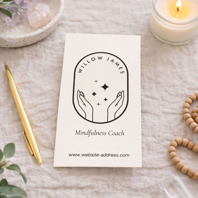 Modern Celestial Mindfulness Life Coach Elfenben Visitkort (Skapare uppladdad)