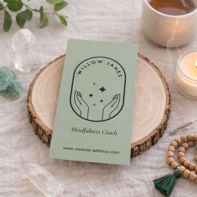 Modern Celestial Mindfulness Livscoach Sagogrön Visitkort (Skapare uppladdad)