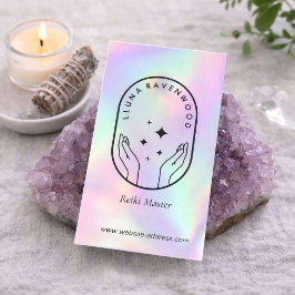 Modern Celestial Reiki Master Healer Holographic Visitkort