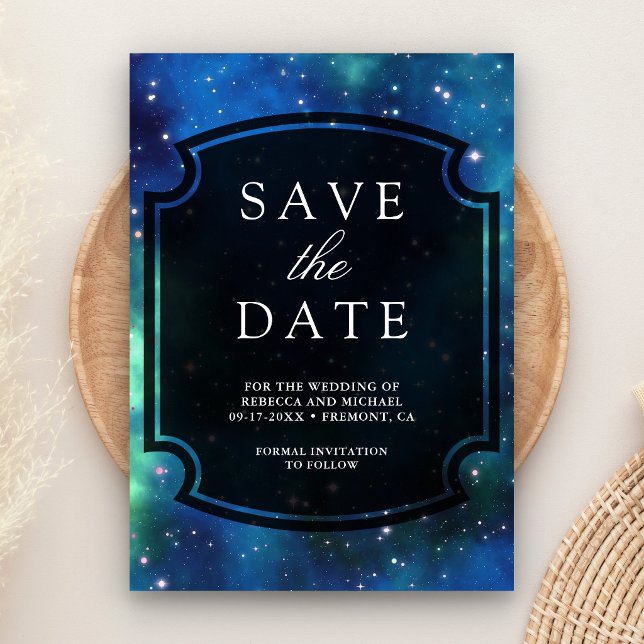 Modern Celestial Space Galaxy Wedding Spara Datumet (Skapare uppladdad)