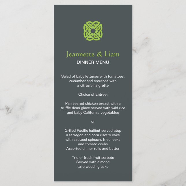 Modern Celtic Knot Bröllop Menu Meny (Framsida)