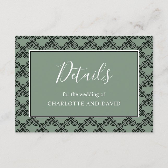 Modern Celtic Knot Irish Bröllop Detail Tilläggskort (Framsida)