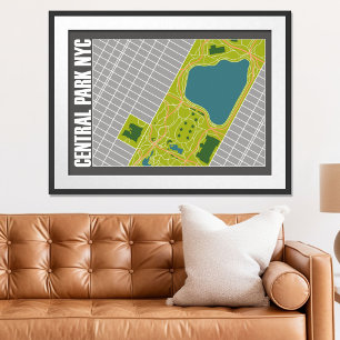 Modern Central Park Karta New York City Poster