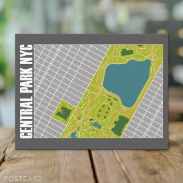 Modern Central Park Karta New York City Vykort