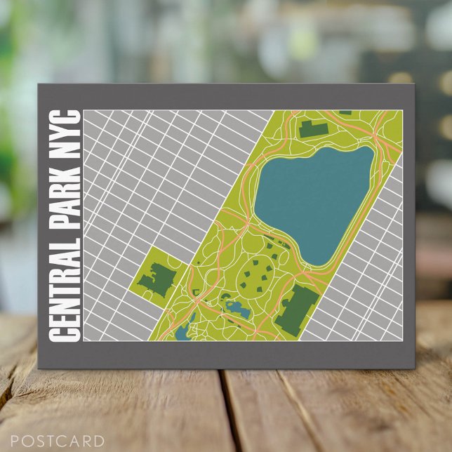 Modern Central Park Karta New York City Vykort (Custom Postcard)