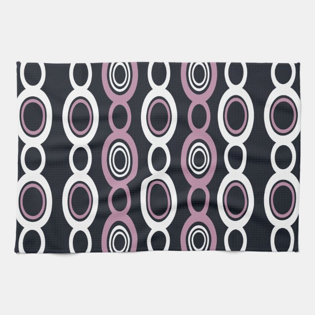 Modern chain Links White Mauve Kökshandduk (Horisontell)