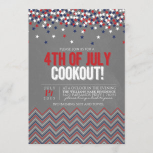Modern Chalkboard 4:e juli-inbjudan till Cookout Inbjudningar