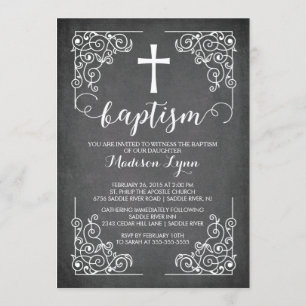 Modern Chalkboard Baptism Christening Kor Inbjudningar