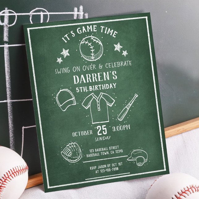 Modern Chalkboard Baseball Budget Födelsedagsinbju (Skapare uppladdad)