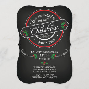 Modern Chalkboard God Jul Party-inbjudan Inbjudningar