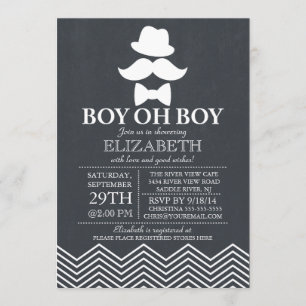 Modern Chalkboard Little Man Mustache Baby Shower Inbjudningar