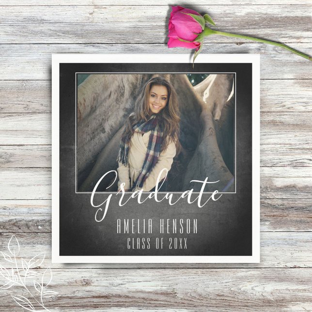 Modern Chalkboard Student Photo Studentfest Pappersservett (Skapare uppladdad)