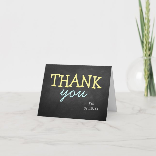 Modern Chalkboard-typografi Bröllop Tack Kort (Framsida)