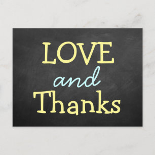 Modern Chalkboard Typography Bröllop Tack Vykort