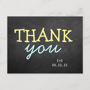 Modern Chalkboard Typography Bröllop Tack Vykort