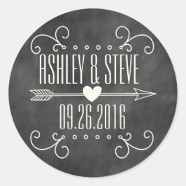 MODERN CHALKBOARD WEDDING STICKERS RUNT KLISTERMÄRKE