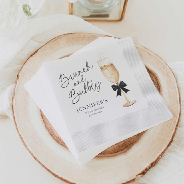 Modern Champagne Bröllopsdusch Pappersservett (Elegant Brunch and Bubbly Bridal Shower napkins)