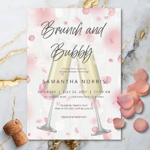 Modern Champagne Brunch & Bubly Möhippa Inbjudningar