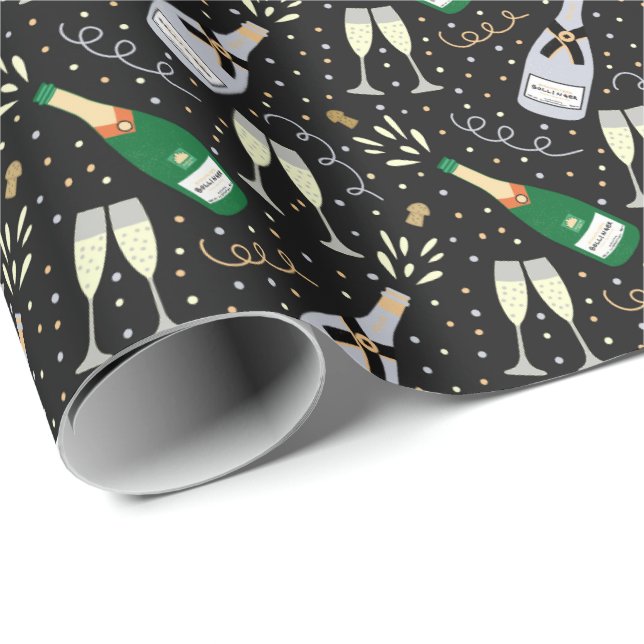 Modern Champagne Firande Nyårsafton Presentpapper (Rullad Hörn)