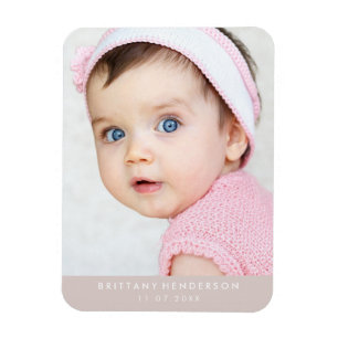 Modern champagne för babyfoto magnet
