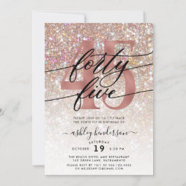 Modern Champagne Glitter 45:e födelsedagsinbjudan Inbjudningar