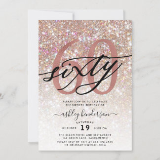 Modern Champagne Glitter 60:e födelsedagsinbjudan Inbjudningar